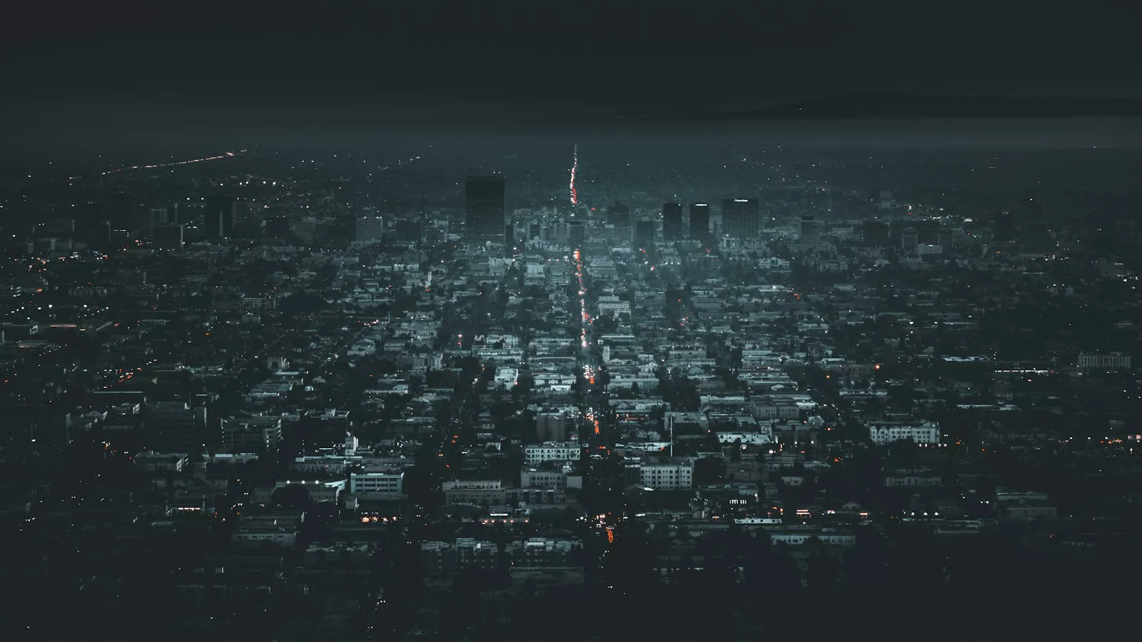 View of city at night