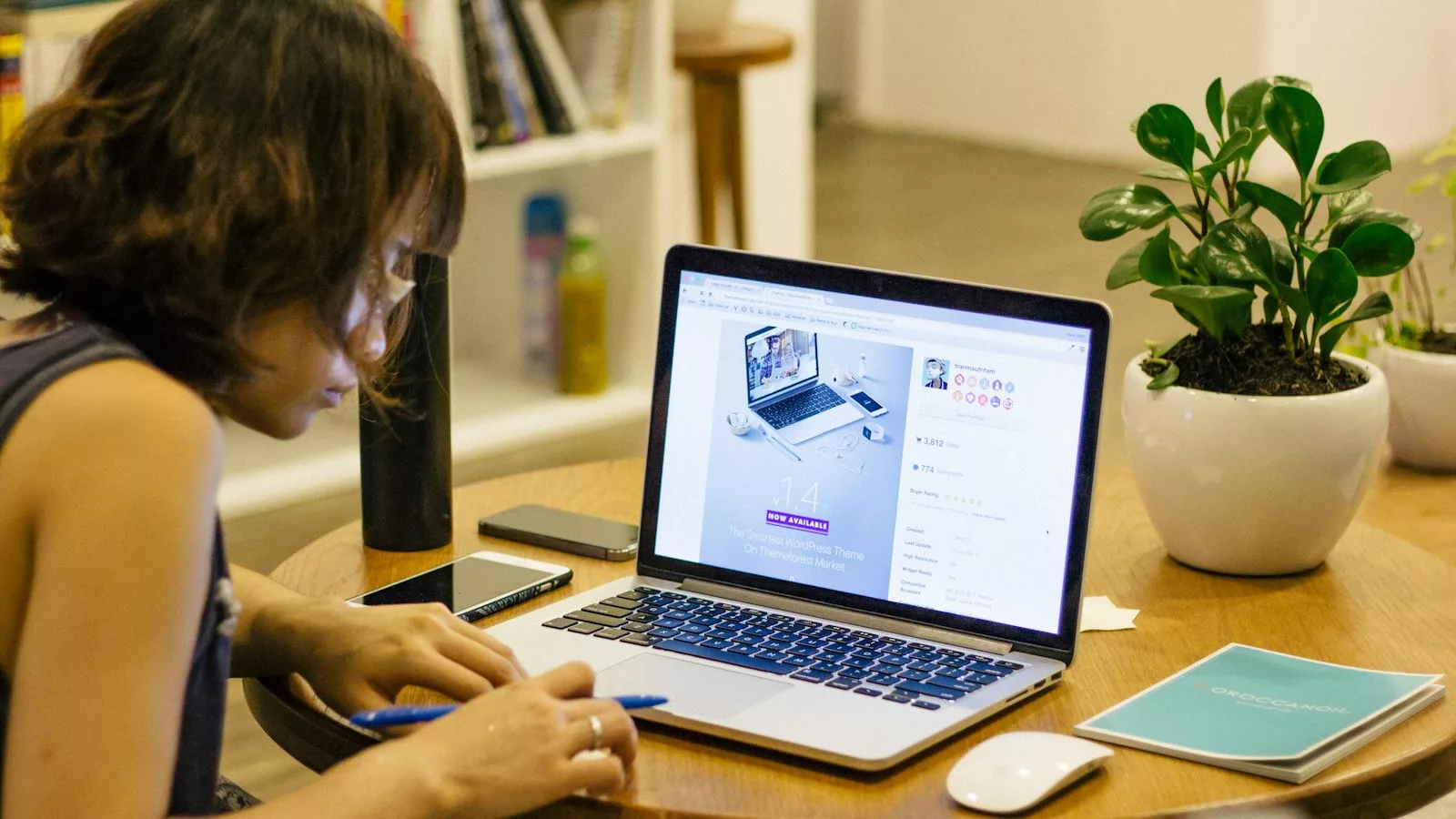 Woman browsing on her laptop