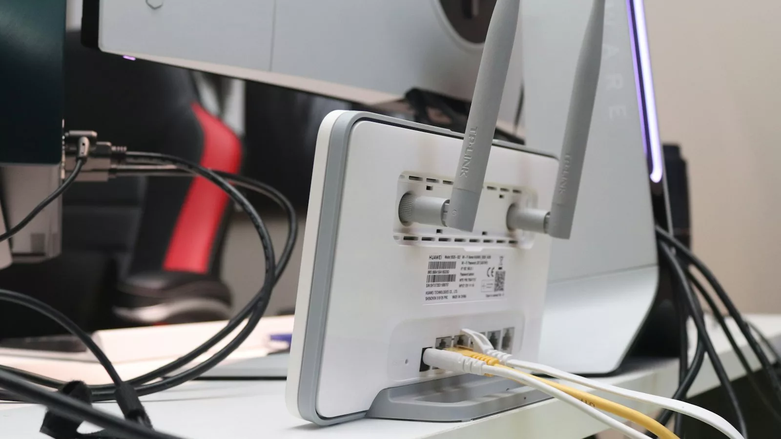White and black corded electronic device